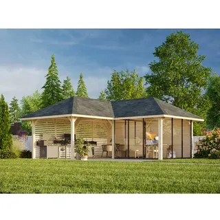 Palmako Pavillon Bianca 24,9 m2 Set 211 Slide - 28 mm naturbelassen