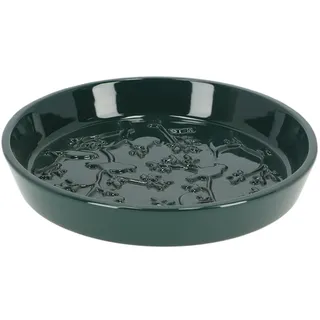 Generisch Keramik Vogeltränke Relief Vogelbad Futterschale Dunkelgrün Gartendeko Balkon Ø 28 cm Vogel Frostfest FB543