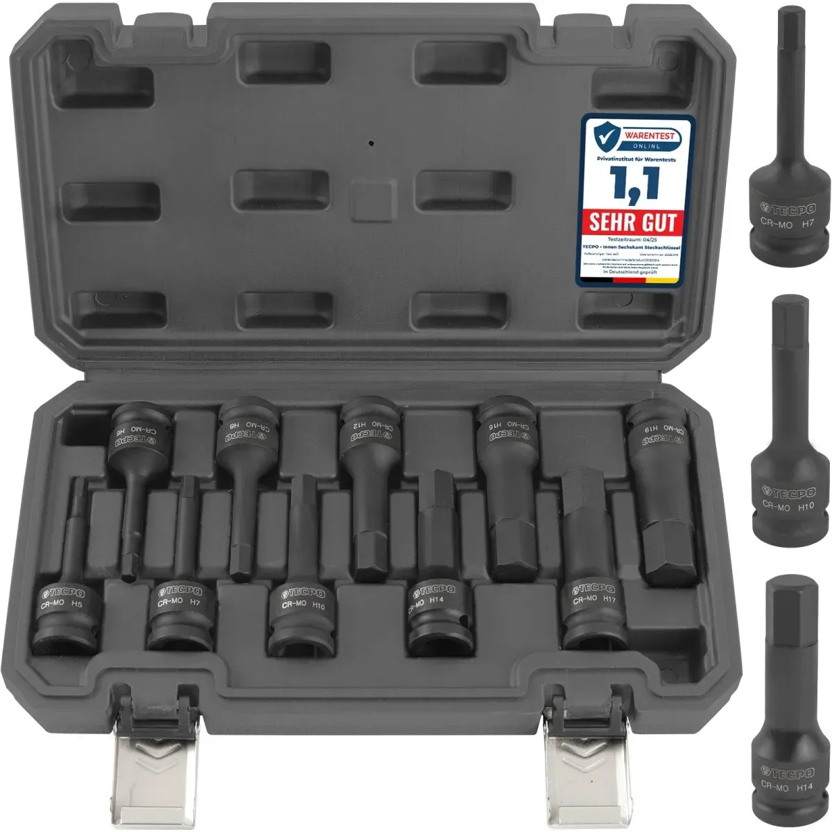 TECPO Kraft-Bit-Einsatz-Satz 10-tlg. Innensechskant 5–19 mm mit...