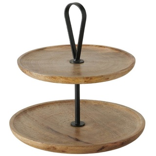 Boltze Etagere Kabir aus Holz und Metall 2 Etagen Obstschale Gemüseschale Dekorativ Skandinavisches Design