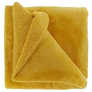 Wohndecke Teddy-Decke 150 x 200 cm » Kuscheldecke "Torvah", VewoTex, » Wohndecke strahlend gelb » Couchdecke Teddy Fleece gelb