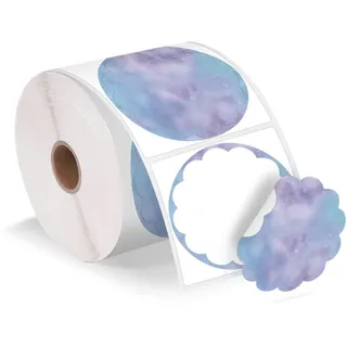 Phomemo 2" Wellige thermische Etiketten, selbstklebende Blumen Aufkleber Aufkleber Aufkleber für Dankeskarte, Logo, Name, Preis, Adresse, QR Code, 500 Etiketten, blau-violett Verlauf