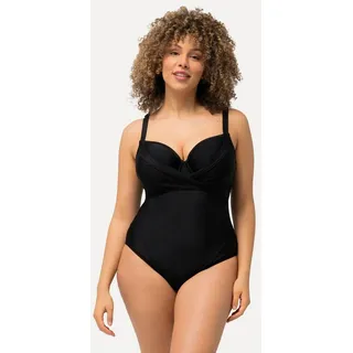 Ulla Popken Damen Badeanzug drapiert Softcups Bügel schwarz 54