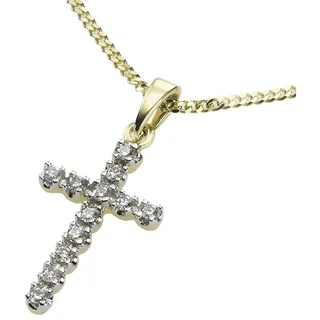 Diamonds by Ellen K. K. Kette mit Anhänger »Gold 585 Kreuz mit 12x Diamant zus. 0,12ct.«, 601322-0 gelb 0,12 ct