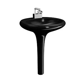 Vitra Istanbul Waschtisch 4261B470-0041 60,5x61,5cm, integrierte Standsäule, ohne Überlauf/Hahnloch mittig, schwarz VC