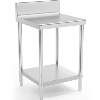Royal Catering RCAT-60/60-N Edelstahltisch Edelstahl Arbeitstisch Zerlegetisch Gastro Aufkantung 60 x 60cm Grilltisch Outdoor Küchenmöbel