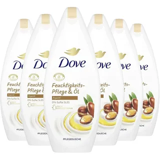 Dove Duschgel Feuchtigkeits-Pflege & Öl Pflegedusche mit Arganöl und 3-fach Feuchtigkeitskomplex für trockene Haut 6x 250 ml