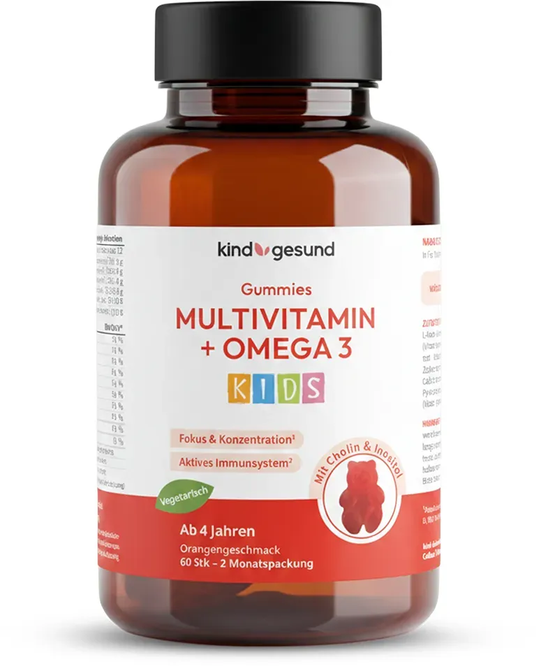 Multivitamin Gummies für Kinder mit Omega-3 – 15 Nährstoffe mit DHA aus Algenöl 2 Monate