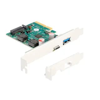 DeLock 90107 PCI-Express Karte zu 1 x extern USB 10 Gbps Type-CTM Buchse + 1 x extern USB 10 Gbps Typ-A Buchse