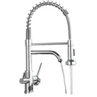 KLARWERK® Bernd | 3 Wege Gastronomie Chrom glänzend Filtermatur | Feder Edelstahl Osmose Wasserhahn Küche | Mischbatterie 360° drehbar 2 Anschlüsse