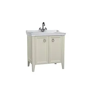 Vitra Valarte Waschtisch-Möbel-Set 62155 79,5 x 53 x 88 cm, 2 Türen, Korpus elfenbein matt/Waschtisch weiß hochglanz