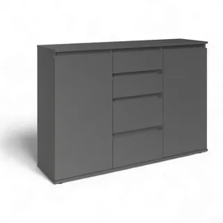 Stella Trading Brest Kommode in Anthrazit - Modernes Sideboard mit viel Stauraum - 119 x 84 x 35 cm (B/H/T)