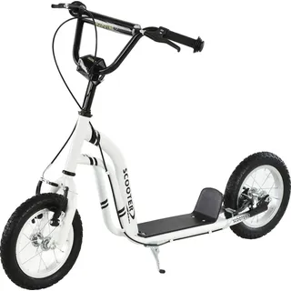 Homcom Kinderroller ab 5 Jahre Scooter Kinderscooter Tretroller Cityroller Kinder Roller Kickboard mit Luftreifen 12 Zoll Gummi Aluminium Weiß 120 x 58 x 80-85 cm