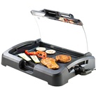 XL-Tischgrill m. Glasdeckel, Keramik-beschichtete Grillplatte, 2.200 W