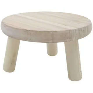 Spetebo Holz Blumenhocker natur mit 3 Beinen - 21 cm - Massivholz Pflanzenständer rund naturbelassen
