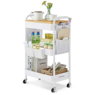 Songmics Beistellwagen, Rollwagen, Küchenwagen, Servierwagen, für Büro, Küche, Wohnzimmer