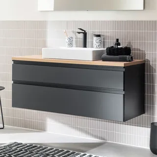 SCHÖNER WOHNEN-Kollektion Stockholm Aufsatzwaschtisch mit Waschtischplatte und Unterschrank 120 cm, Badmöbel,