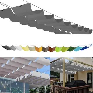 Sichtschutz Einziehbares Welle Sonnensegel 0.85x3.5m, nach Maß Pergola Markise Verstellbar Schattenabdeckung 95% UV-Schutz & reißfest Inkl. Montageseilen für Terrasse Pergola Dunkelgrau
