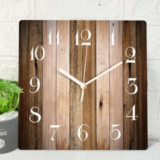 ArtSocket Wanduhr aus Holz, leise, Nicht tickend, Vintage-Holz-Scheunenbrett, braune Kieferdiele, Retro, rustikale Küste, quadratische Wanduhren, Dekoration für Zuhause, Küche, Wohnzimmer, Büro (30,5