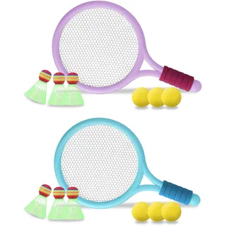 Kinder Federballset,Kinder Tennisschläger,Badminton Racket Spielzeug,Leichte Badminton-Set,Tennisschläger Geschenkset für Kinder Outdoor Indoor Sport,Bringen Sie 6 Badmintons und 6 TennisbäLle
