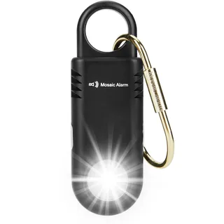 135 dB wiederaufladbarer Personalalarm mit ultraheller Taschenlampe. Rutschfester Schlüsselanhänger-Notfallsirene für Frauen & Kinder. SOS-Sirene & Bärenabwehr-Alarm beim Wandern. Schwarz