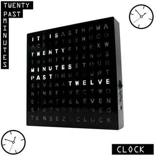 Mad Monkey Wortuhr - Wanduhr modern - Vielseitige Uhr zum Hinstellen oder Aufhängen - Stilvolle Wortuhr für Zuhause - Elegantes Design für Wohnzimmer, Büro & Schlafzimmer - Word Clock