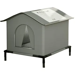 Generisch Katzenhaus Outdoor Winterfest,Katzenhöhle Für Draußen,Großer Hundehaus Für Drinnen,Wasserdicht Robust Katzenhütte,Katzenzelt Mit Erhöhter Basis Und Kissen Für Katzen Hunde,33x33x33CM(Grau)