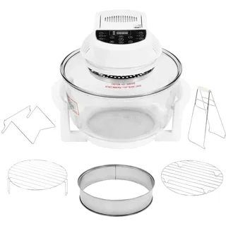 vidaXL Halogen Heißluftofen mit Verlängerungsring Digitalem Timer Halogenoven Heißluftfritteuse Ofen Grill Halogenofen Backofen 1400W 17L