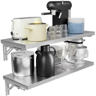 TAIMIKO Wandregal aus Edelstahl Klappbares Wandmontiertes Regal Gewerbliche Küchenregale Food Truck Restaurant,Garage,Wäscherei,Hauswirtschaftsraum Wäsche Klapptisch (100cm,2PCS)