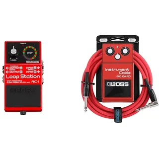 BOSS RC-1 Loop Station Pedal Bundle mit BOSS BIC-10A-RD Instrumentenkabel
