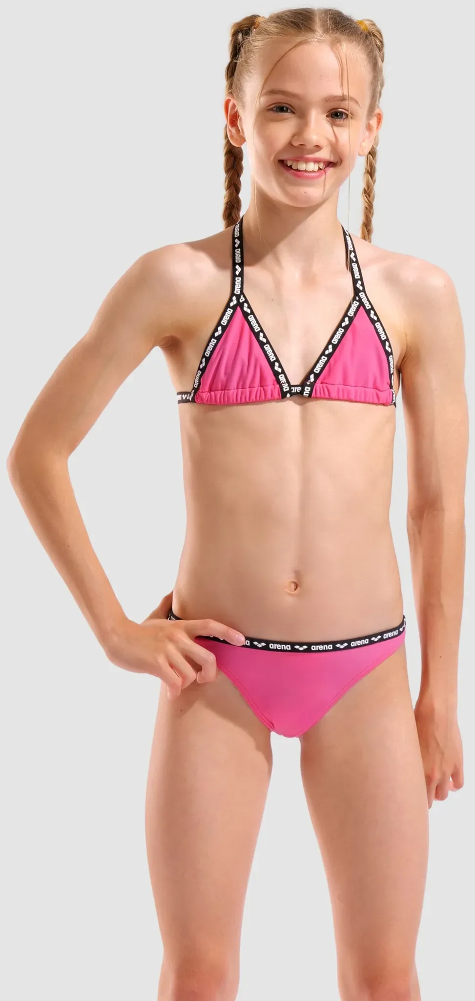 Bustier-Bikini Mädchen arena Beach Einfarbig - Fandango Pink - 128