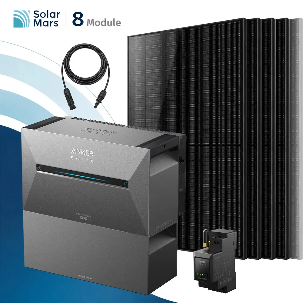 Balkonkraftwerk 4000 Watt mit Speicher Anker SOLIX Solarbank 3 E2700 Pro mit 8x500Wp Solarmodule und MC4 Solarkabel Set - 4000Wp ‚Äì 8 Module / 1x BP2700 / Ohne HAL