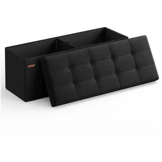 Songmics Sitzhocker mit Stauraum, klappbare Sitztruhe, Fußbank, schwarz - Schwarz