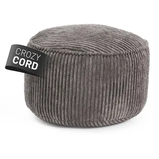 Lumaland Sitzsack Pouf aus Cord | Kompakter 50L Gaming Pouf mit 3-in-1-Funktion: bequemer Hocker, praktisches Tischchen & stylischer Indoor Fußschemel | Ø 25 x 45 cm [Grau]