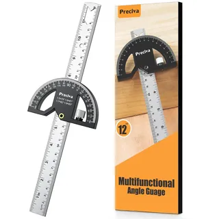 Winkelmesser, Anschlagwinkel Preciva Universal Kombiwinkel mit Linealanschlag zum präzisen Anreißen & Zeichnen mit Multiwinkel Anschlaglineal Winkelmesser Hochwertiges Profi Messwerkzeug