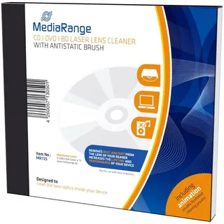 MediaRange Laser Reinigungs-CD mit antistatischer Bürste, Weiß