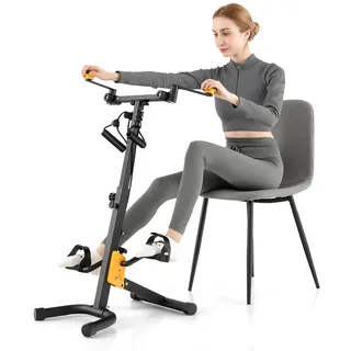 GOPLUS Pedaltrainer Senioren, Bewegungstrainer Arm- und Beintrainer mit Handgriff & Widerstand, Ergometer Heimtrainer höhen- und längenverstellbar, 43 x 53 x 73-102 cm