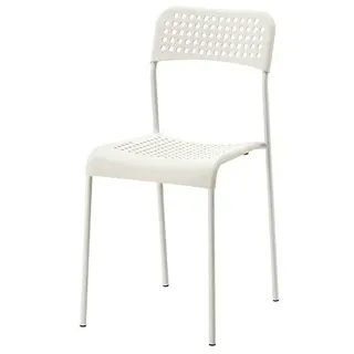 IKEA Stapelstuhl "ADDE" Stuhl aus Kunststoff mit Stahlgestell - STAPELBAR (weiß)