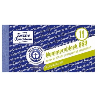 Avery Zweckform Nummernblock Vordruck Maße: 10,5 x 5,3 cm (b x h)