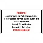 Zusatzschild Löschvorgang mit CO2-Feuerlöscher durch Türspalt