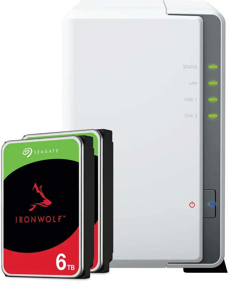 Synology DS223j 12TB Seagate IronWolf NAS-Bundle NAS inkl. 2x 6TB Seagate IronWolf s 3.5 Zoll SATA Festplatte