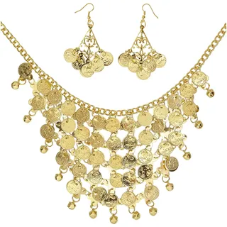 Widmann W WIDMANN MILANO Party Fashion 24372 - Ohrringe und Kette mit Goldmünzen, Gold, Schmuck, Accessoire, Mottoparty, Karneval