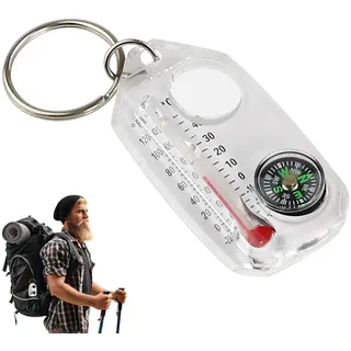 -Kompasse, Thermometer, Schlüsselanhänger, Taschen-Survival-Kompass, Kompass-Schlüsselanhänger Im- Taschenformat, 3-in-1-Leitkompass, Thermometer, Schlüsselanhänger, Zum Wandern