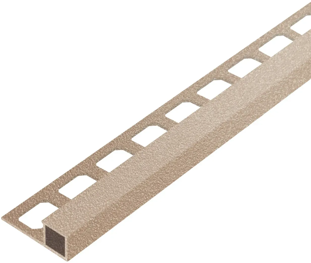 Quadratprofil / Ecken Aluminium strukturbeschichtet beige brillant | Fliesenprofil 2,50 m Länge - 11,0 mm