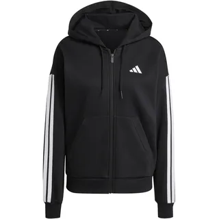 adidas Women's Essentials 3-Stripes Full-Zip Fleece Hoodie, Black, S