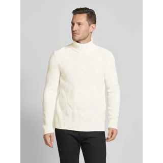 Rollkragenpullover mit Label-Detail Modell 'Brian', Offwhite, XXL