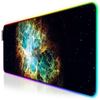 Titanwolf RGB Gaming Mauspad, Mousepad XL 800 x 300mm verbessert Präzision & Geschwindigkeit, Galaxie Grün