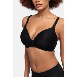 DORINA MAY Still-BH ohne Bügel – Vorgeformte Cups mit Baumwoll-Sling, Verstellbare Träger, Zarte Spitzenverzierung, Einfach zu öffnende Clips für direkten Hautkontakt, Schwarz - 90D