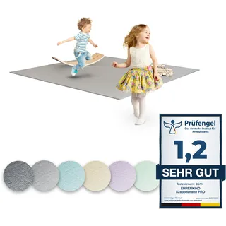 Ehrenkind® Krabbelmatte PRO | Extra dick und soft | Made in Germany | Spielmatte Baby |Oeko-Tex 100 | Größe 180x120cm HELLGRAU