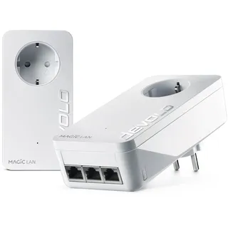 devolo Magic 2 LAN triple Starter Kit, LAN Powerline Adapter, bis zu 2.400 Mbit/s, 3x Gigabit LAN Anschluss, ideal für Gaming, dLAN 2.0, weiß